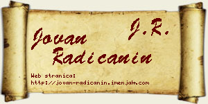 Jovan Radičanin vizit kartica